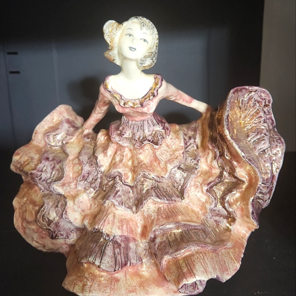 Heidi Schoop Elegant Pink and Cream Ceramic Dancer Figurine